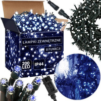 Lampki choinkowe 200 led niebieski 10m oświetlenie świąteczne IP44