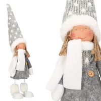 Laleczka 37 cm ozdoba świąteczna, figurka świąteczna, gnom szary