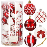 Bombki choinkowe 30 szt. czerwony 6 cm zestaw choinkowy
