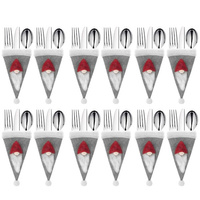 Etui na sztućce 12szt. świąteczna kieszonka, czapka szara ozdoba świąteczna