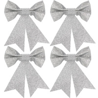 Kokardki na choinkę 4 szt. zawieszki świateczne srebrne