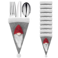 Etui na sztućce 10szt. świąteczna kieszonka, czapka szara ozdoba świąteczna