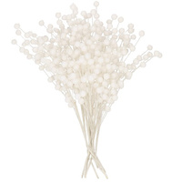 Gałązka dekoracyjna 10 szt. do stroików ozdoba świąteczna biały brokat 