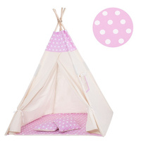 Namiot Tipi dla dzieci wigwam z poduszkami różowy w kropki