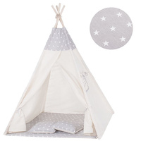 Namiot Tipi dla dzieci wigwam z poduszkami szary w gwiazdki