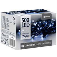 Lampki choinkowe zewnętrzne, wewnętrzne 500 led niebieskie 27,5 m światełka świąteczne