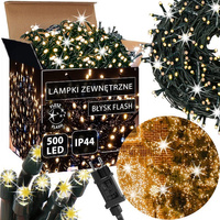 Lampki choinkowe 500 led biały ciepły + flash 25m oświetlenie świąteczne IP44