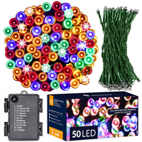 Lampki choinkowe 50 Led na baterie multikolor IP 44 z programatorem